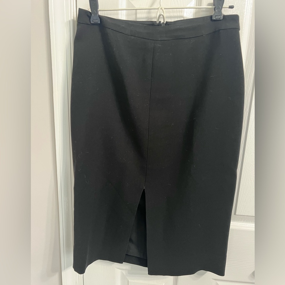 White House Black Market Black Pencil Skirt with Front Slit, Size 8